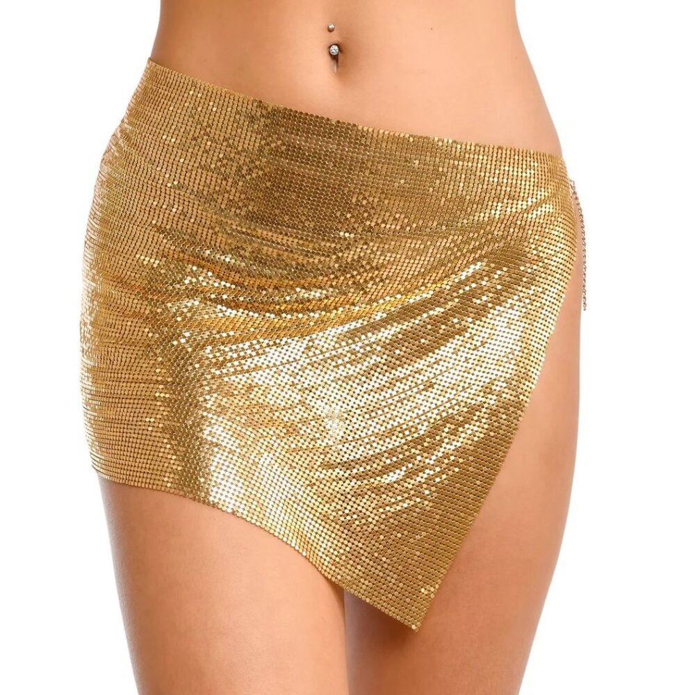 Lumi Shop Gold Sun Metallic Chainmail Skirt